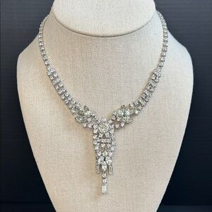 Vintage Astra Silver Rhinestone Crystal Necklace